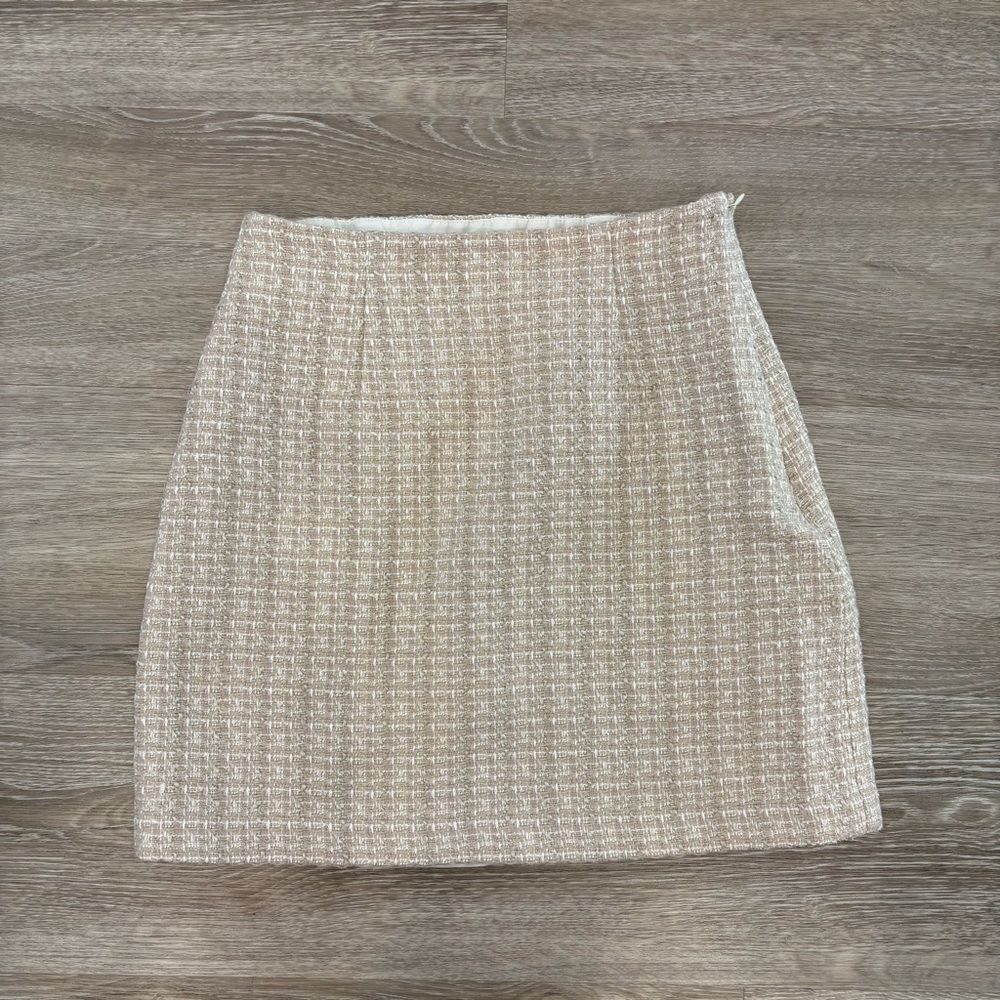 Babaton Cream Mini Skirt